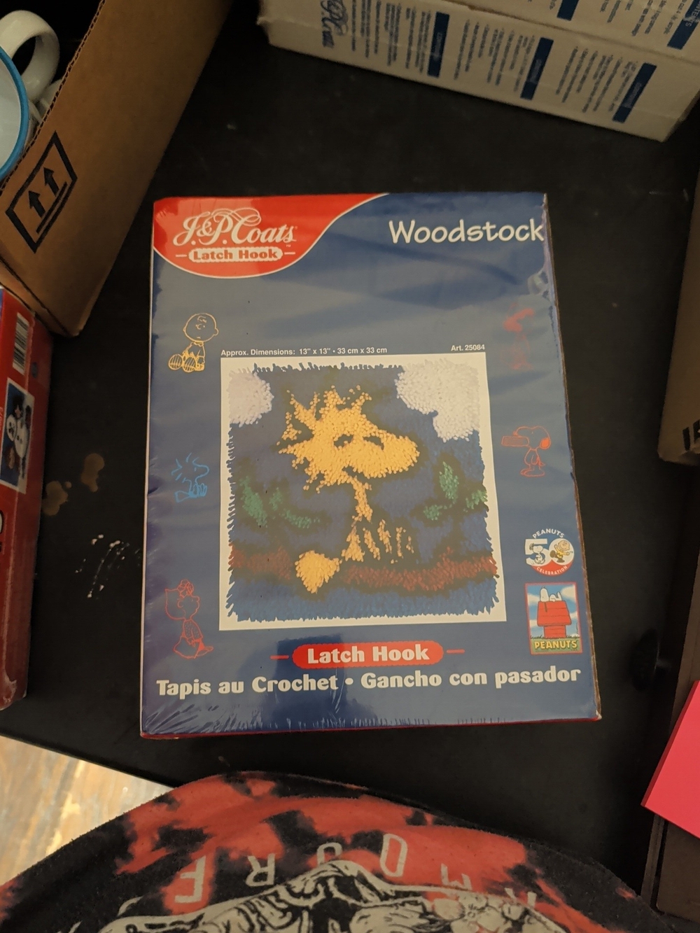 Woodstock Latch Hook Rug - Yellow & Blue Vintage 50th Anniversary Peanuts